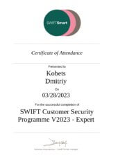 Certificate SWIFT 2023 Kobets
